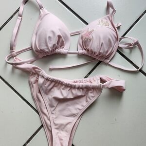 Hollister Viral Embellished Pink Bikini Set